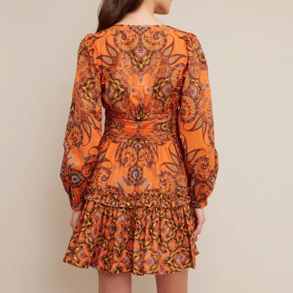 ✨ SALE✨ Spring Cara Cara Harper Mini Dress - Nectarine Vintage Paisley Causal - Picture 2 of 9